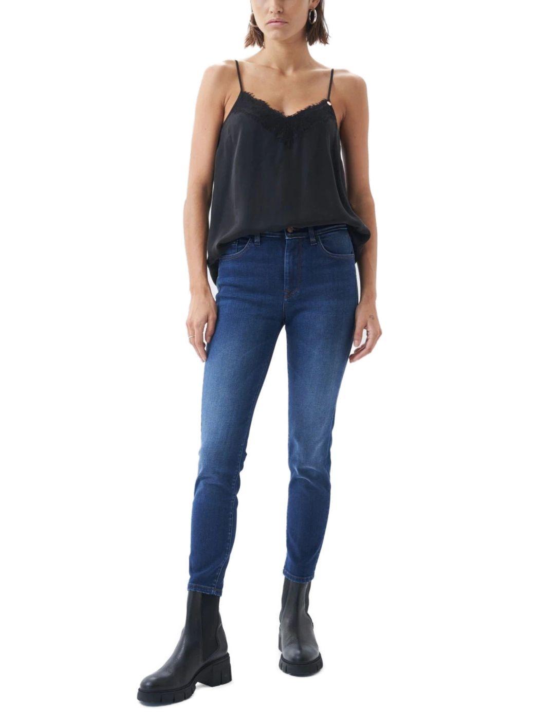 Top lencero Salsa de tirantes negro para mujer -a