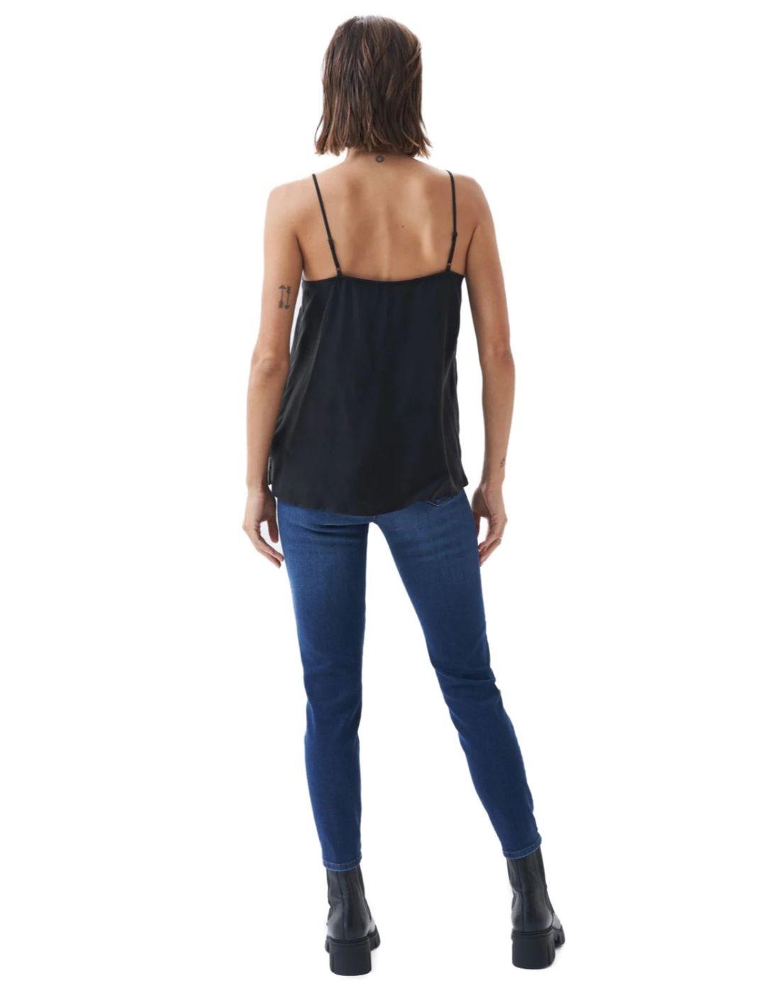 Top lencero Salsa de tirantes negro para mujer -a