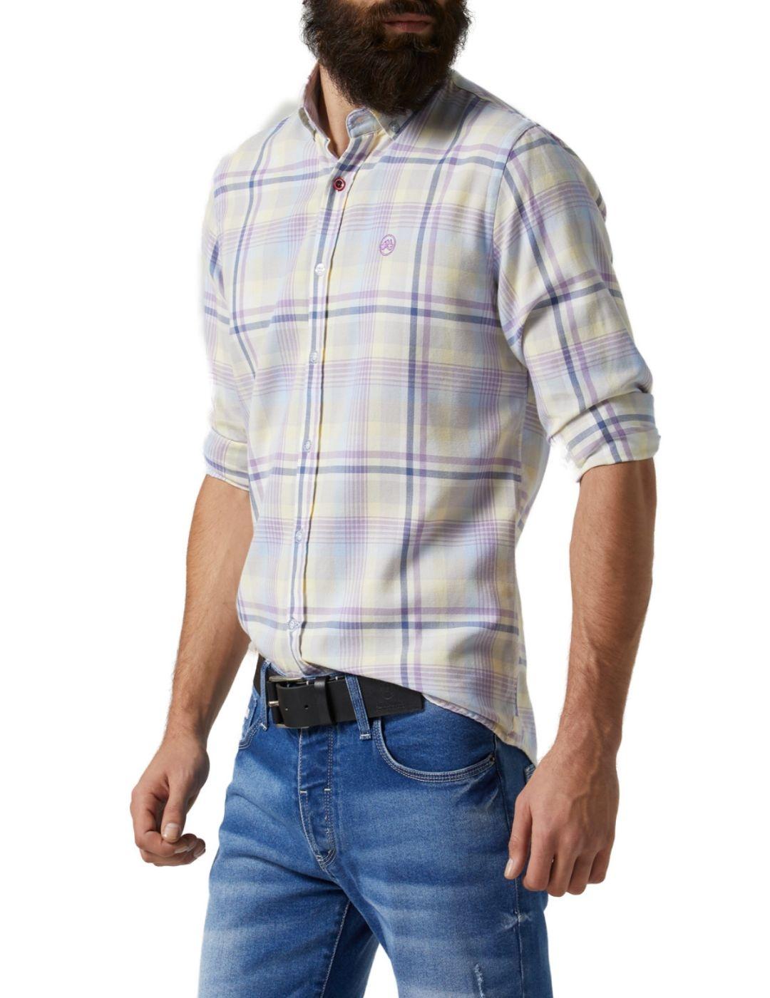 Camisa Altonadock de cuadros lila para hombre -a