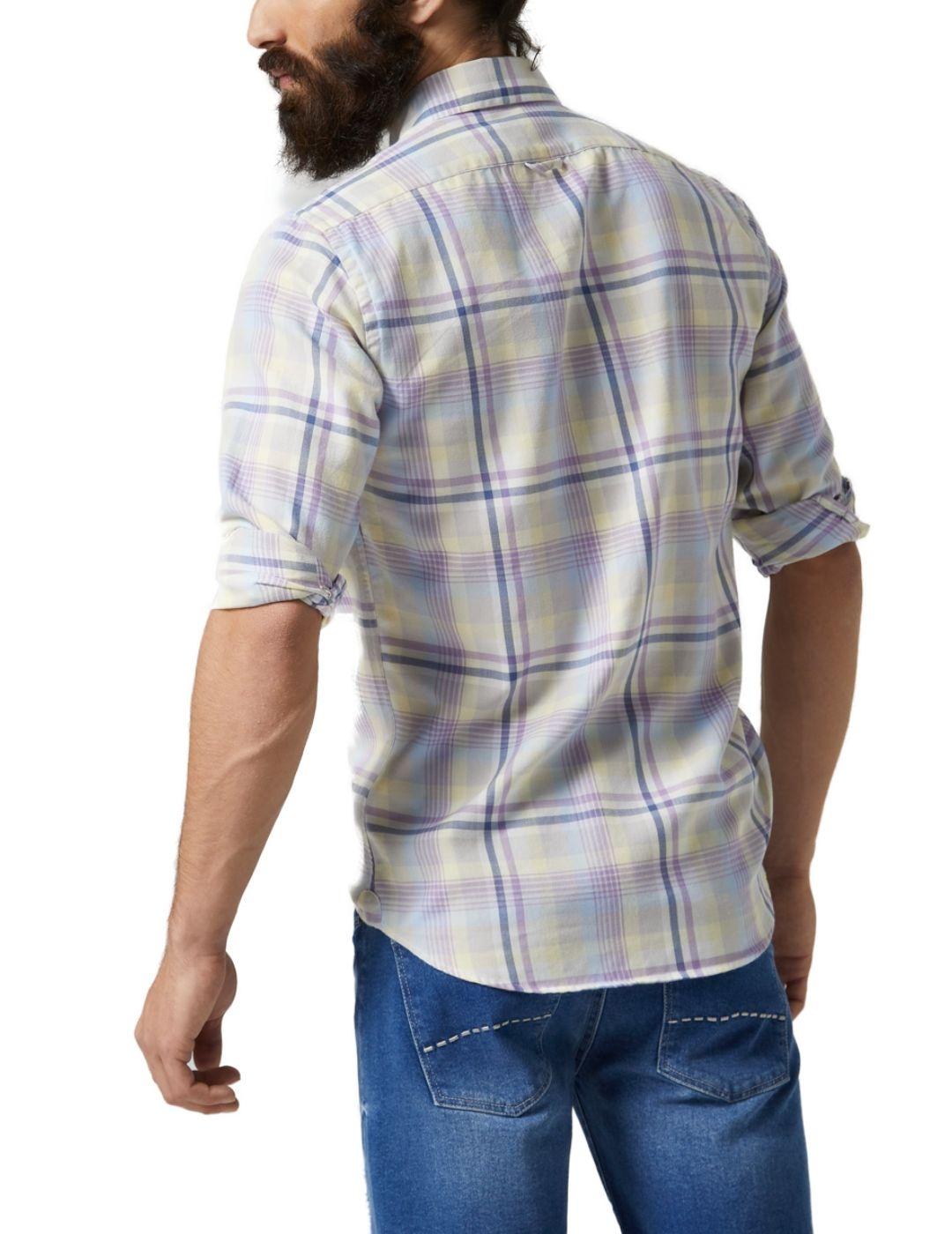 Camisa Altonadock de cuadros lila para hombre -a