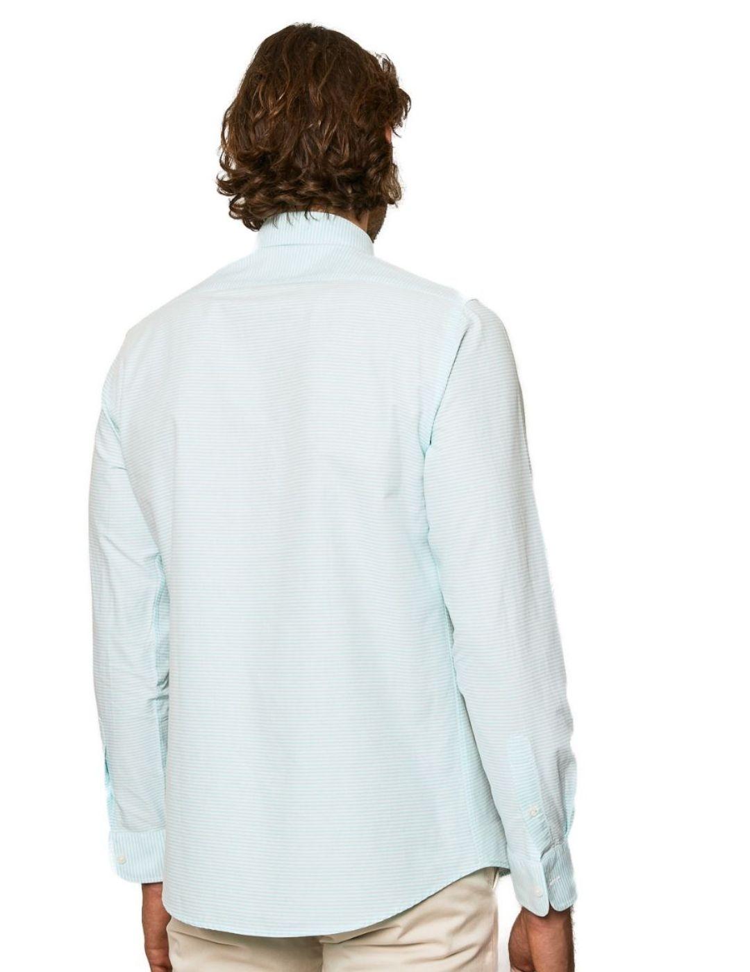 Camisa  Scotta rayas algodón orgánico turquesa-a