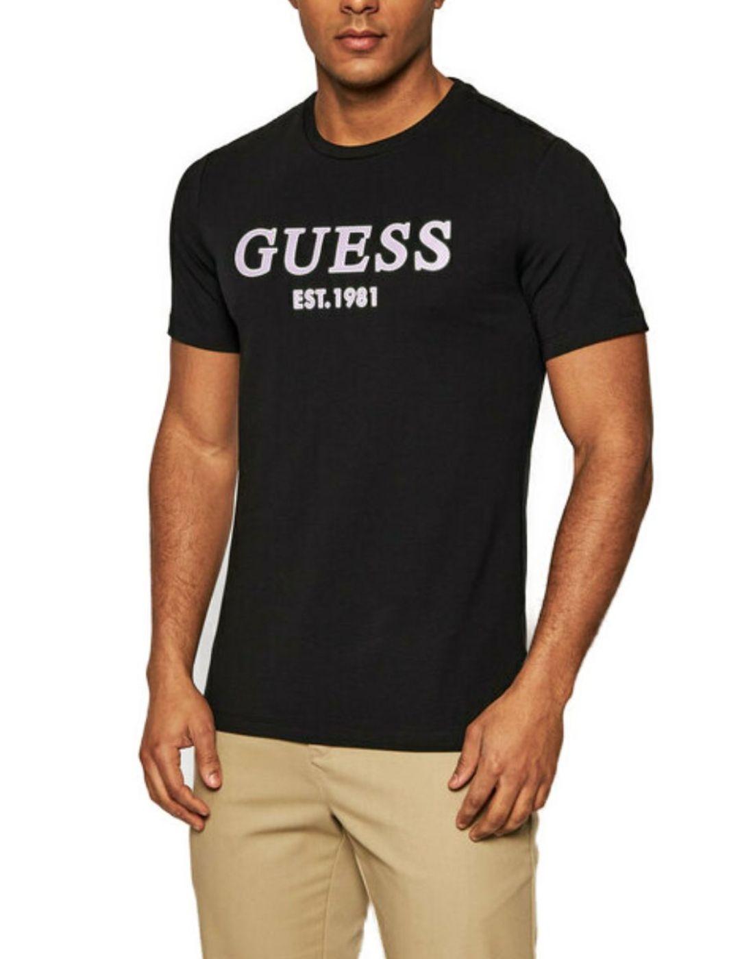 Camiseta Guess Point negra para hombre-a