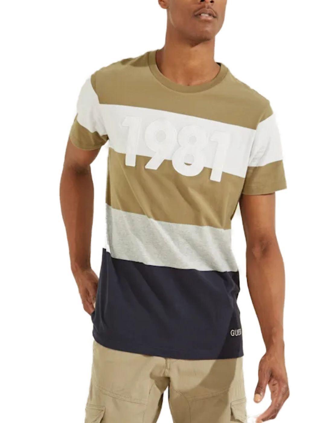 Camiseta Guess Ghost rayas gris/blanco hombre-a