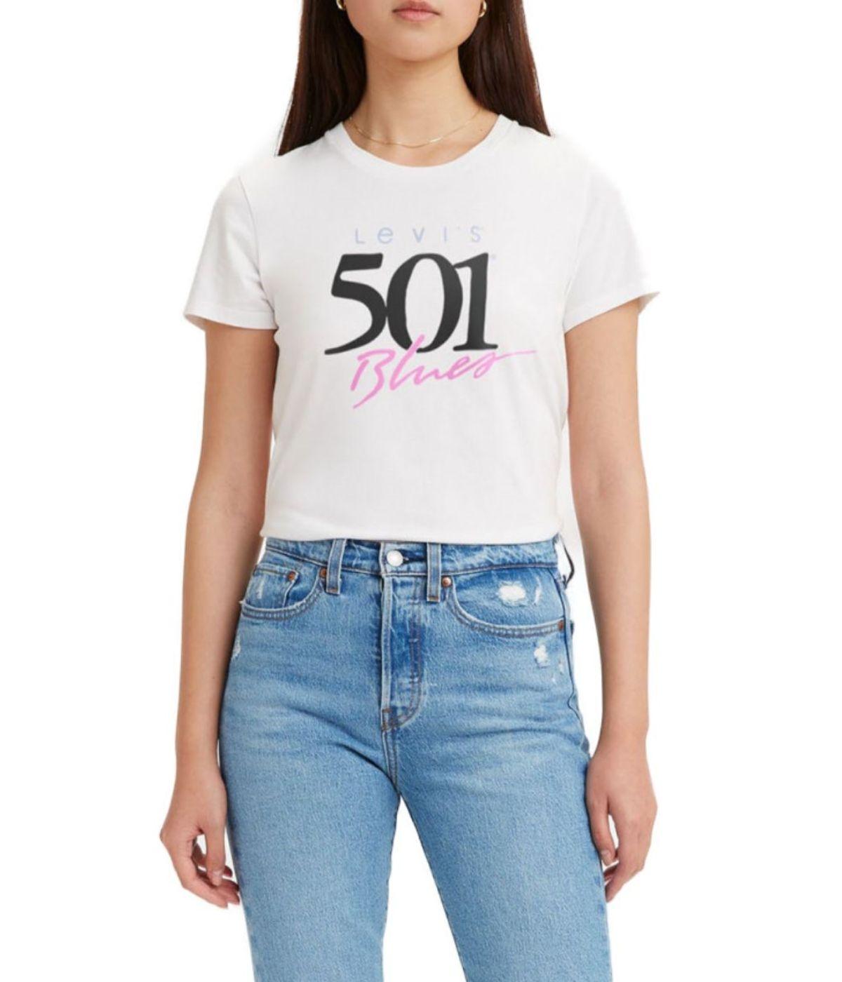 Camiseta Levi's 501 Blues Tee blanca para mujer -a