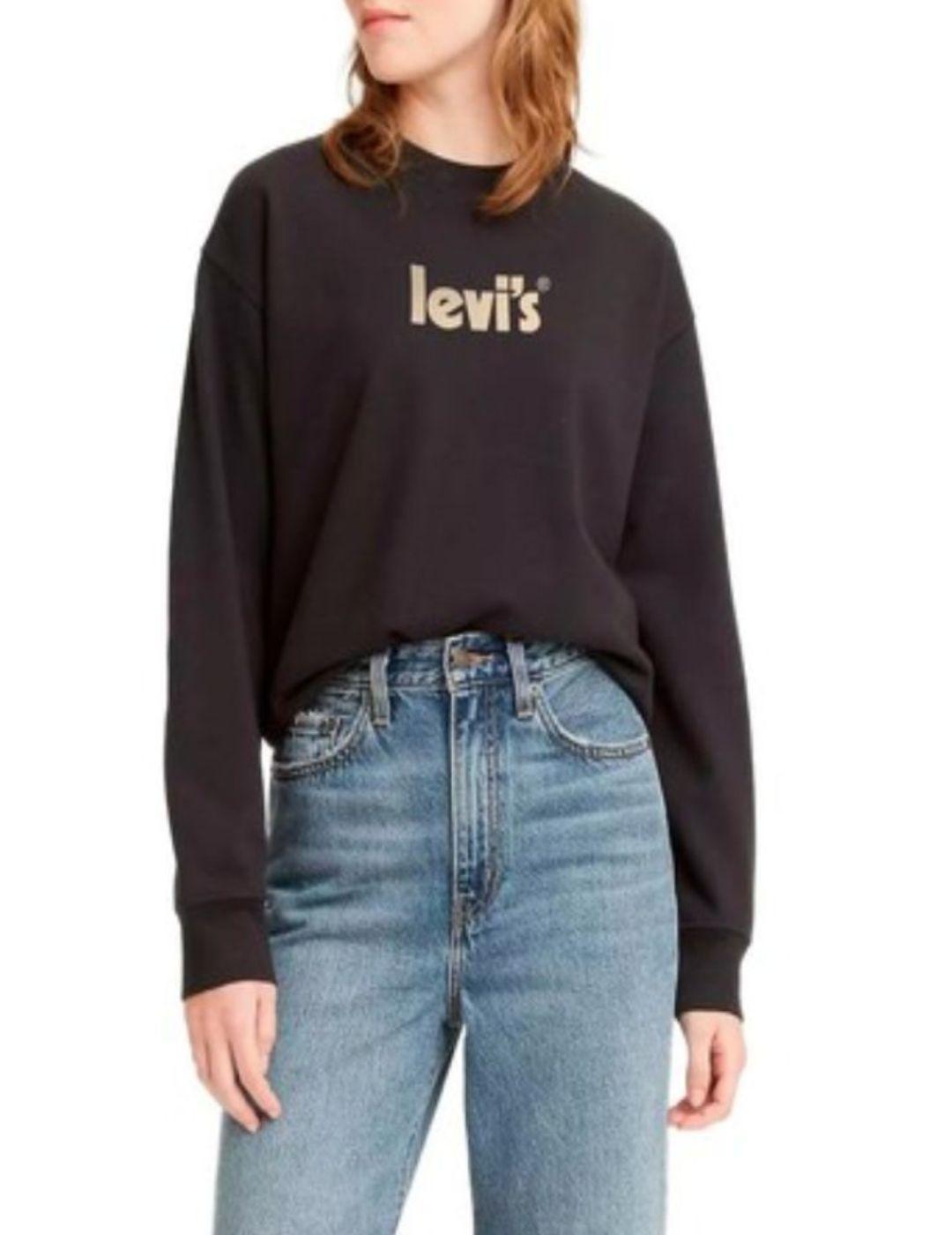 Sudadera Levi's Standard Crew negra para mujer -a