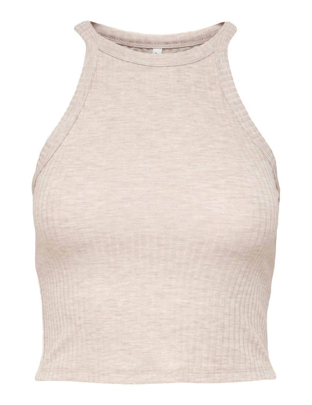 Top corto Only de tirantes beige para mujer- a