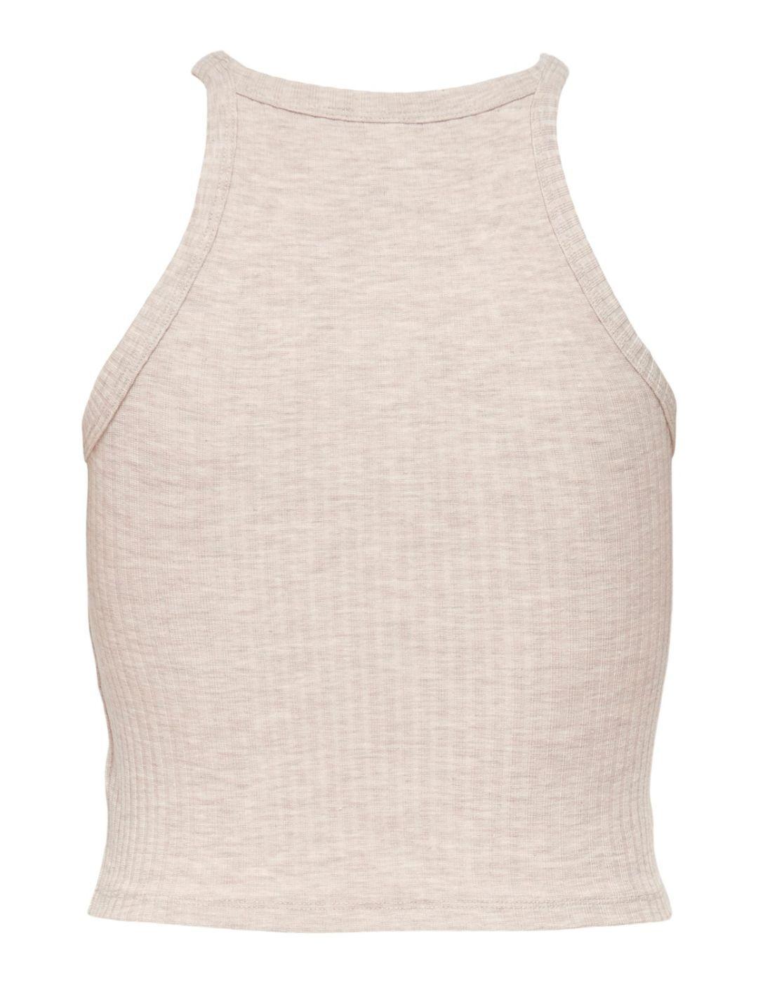 Top corto Only de tirantes beige para mujer- a