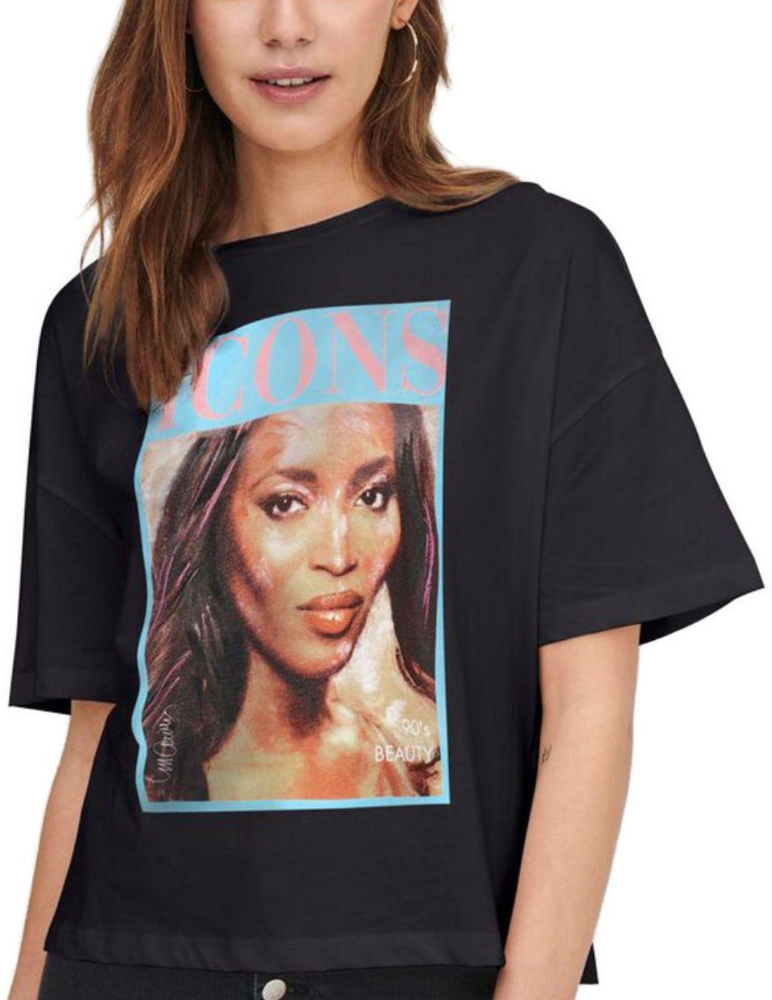 Camiseta Only Icon negro para mujer -a