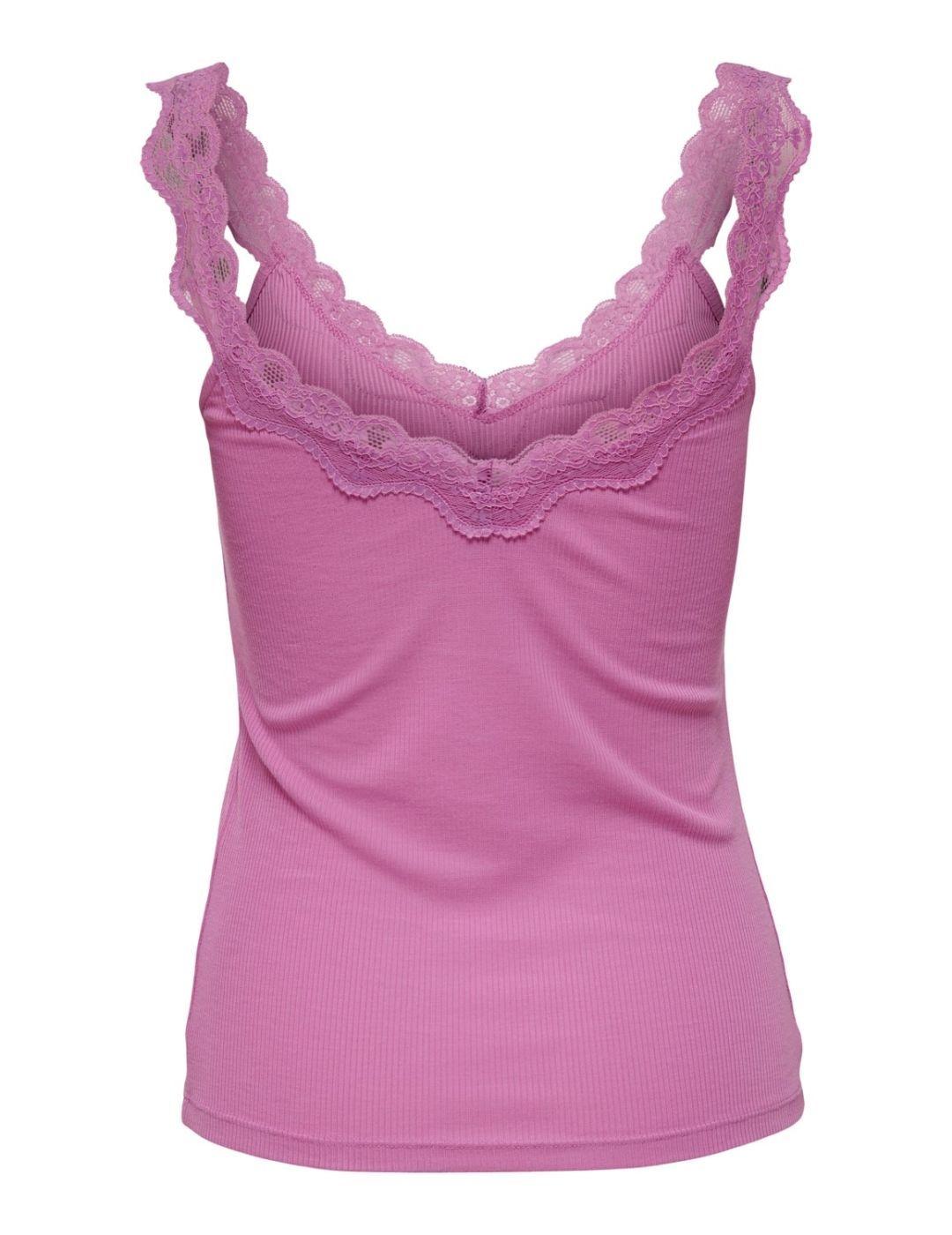 Top Only Cassey con encaje rosa para mujer- a