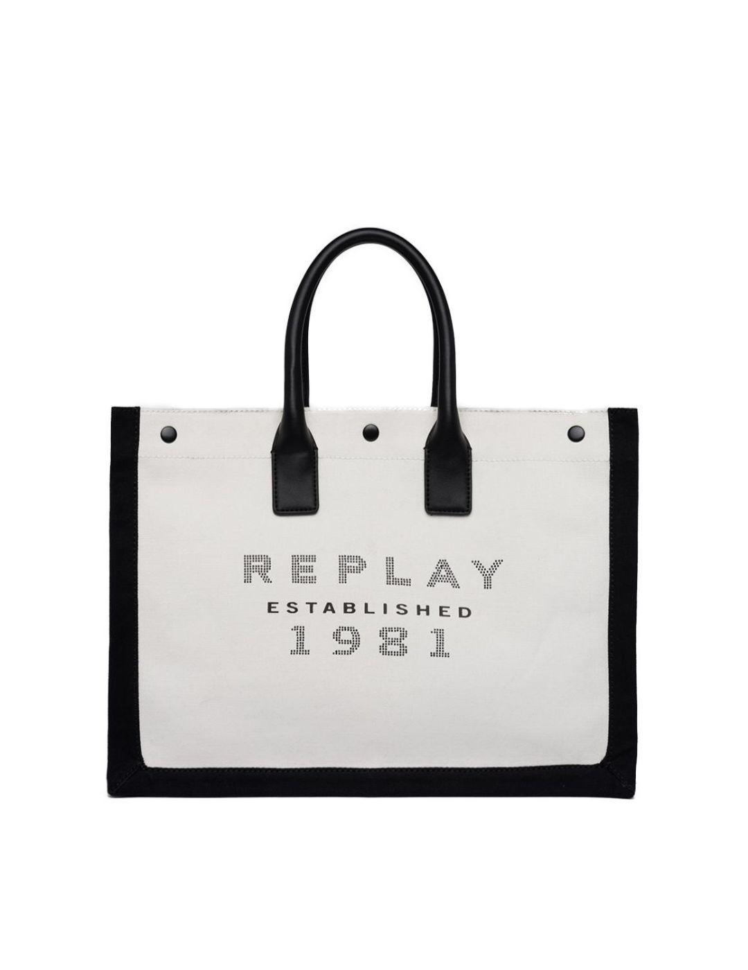 Bolso Replay blanco/negro para mujer-a