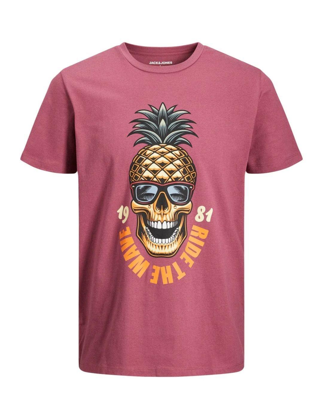 Camiseta Jack&Jones piña granate de hombre -a