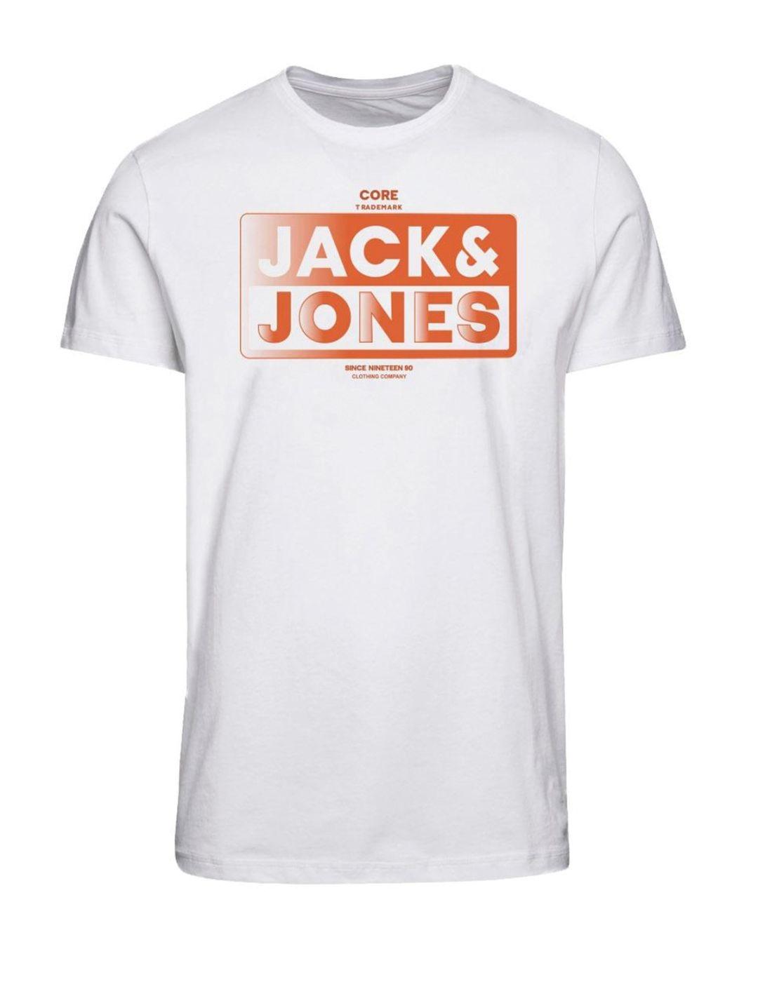 Camiseta Jack&Jones Kim blanca y naranja hombre -b