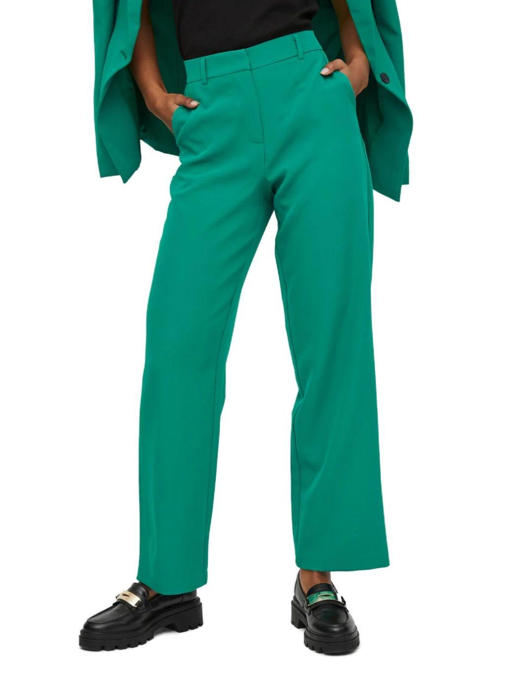 Pantalón Vila Vikammas verde botella para mujer-a