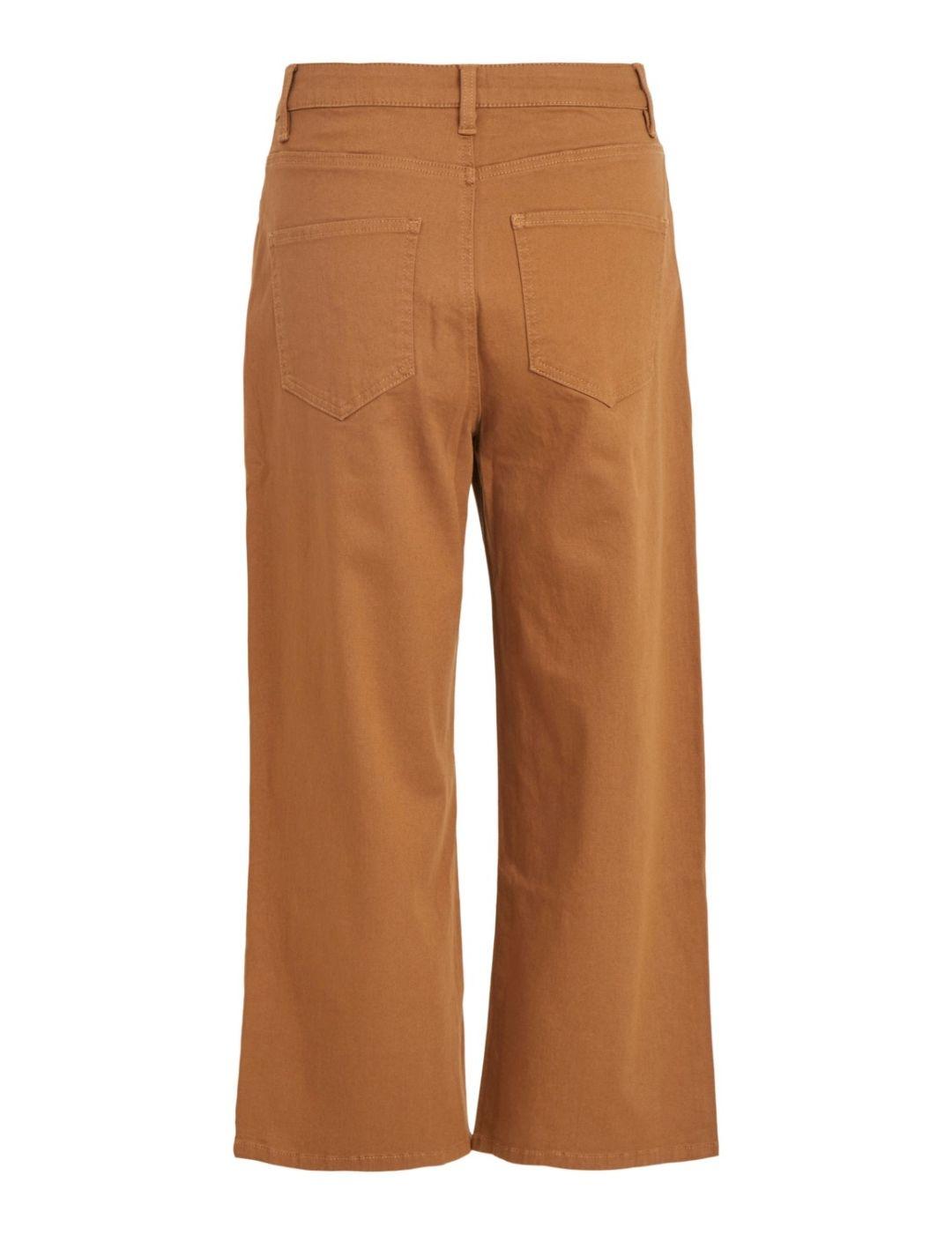Pantalon Vila Widey cropped marrón para mujer-a