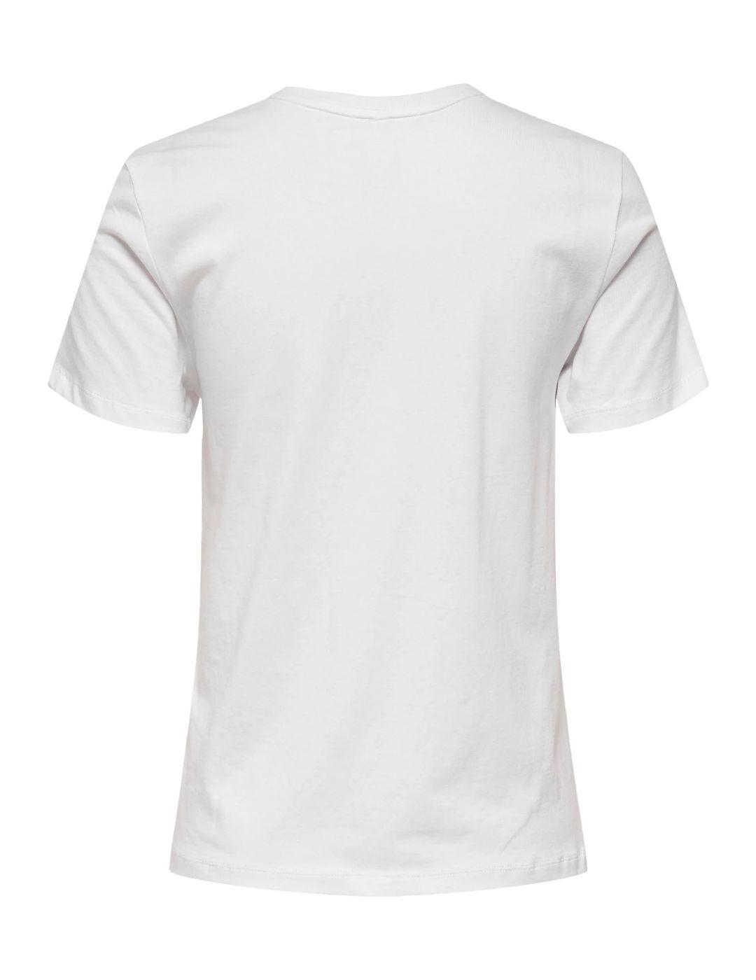 Camiseta Only café blanca para mujer-b