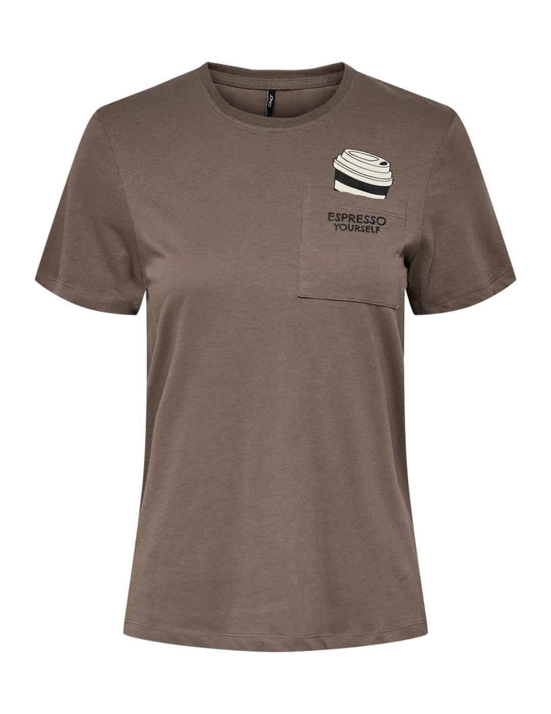 Camiseta Only café marrón para mujer-b