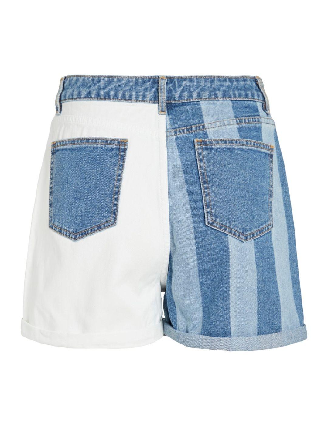 Shorts Vila Nicala denim azul y blanco de mujer-b