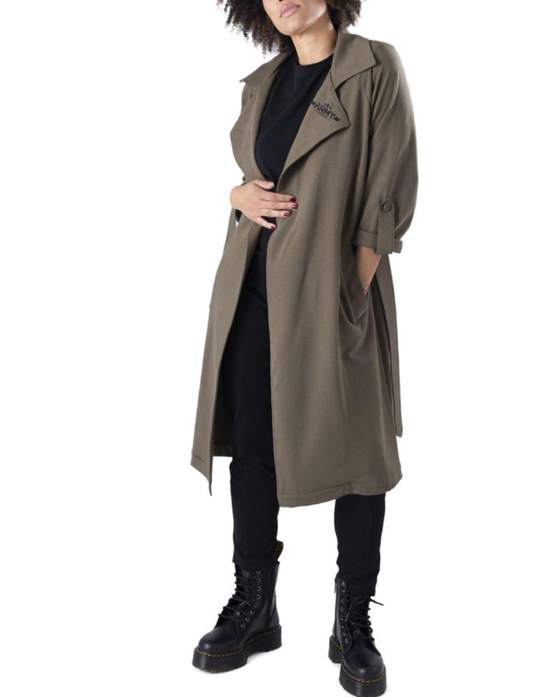 Trench Animosa Army verde para mujer -b