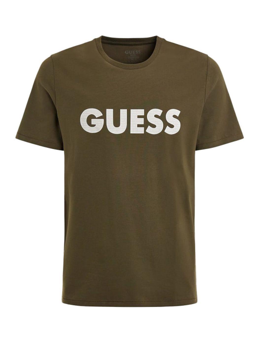 Camiseta Guess Labyrinth verde para hombre -b