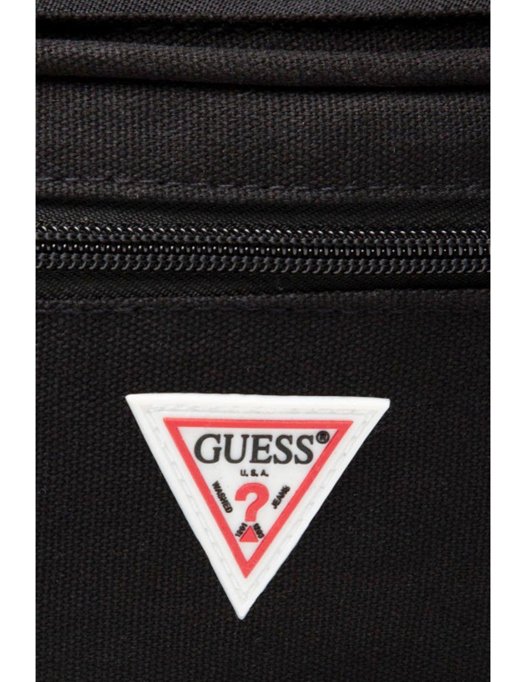 Riñonera Guess Logo negra tela para hombre -b