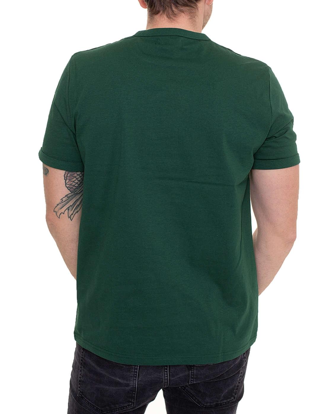 Camiseta Fred Perry verde logo blanco de hombre-b