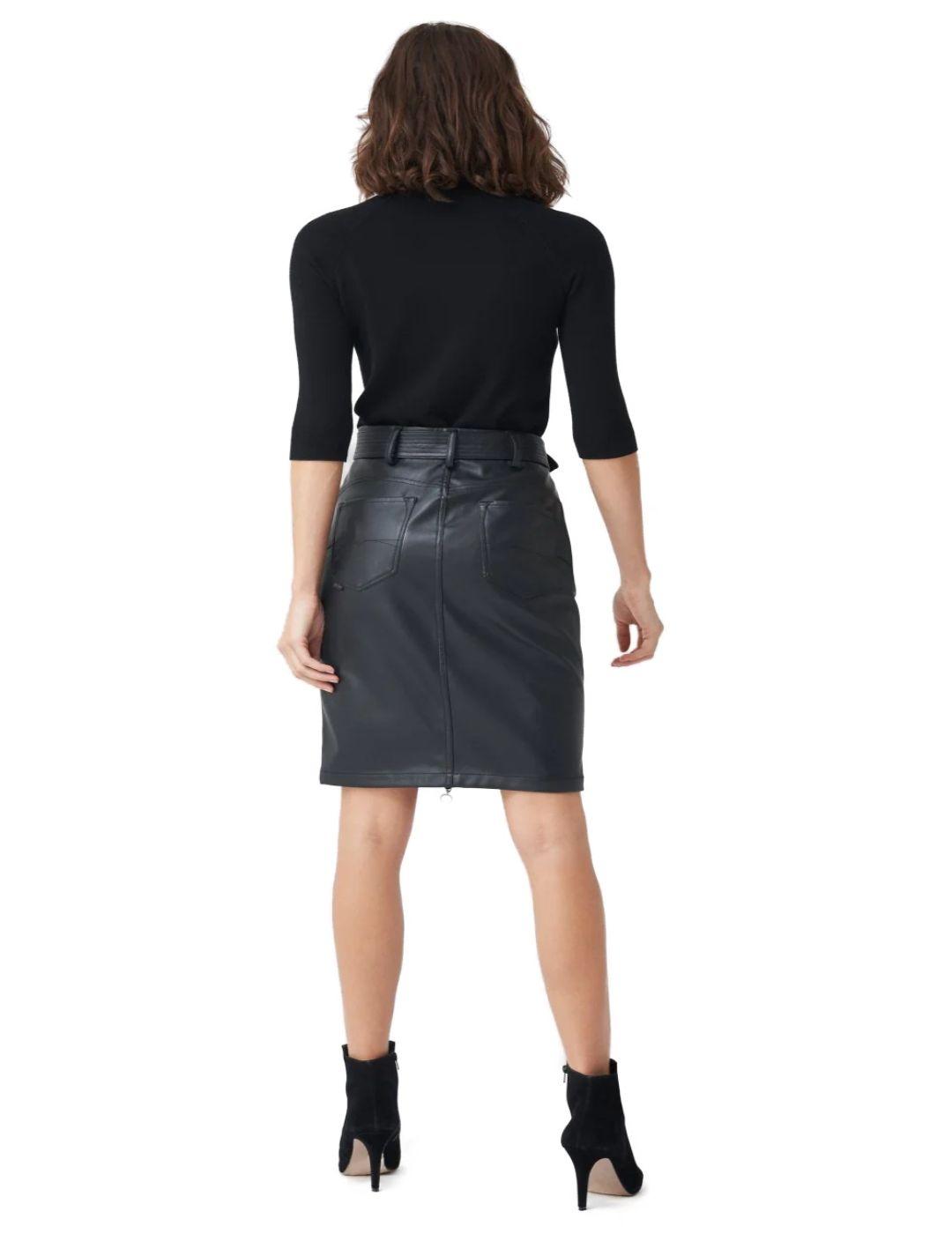 Falda Salsa Push In polipiel negra para mujer-b