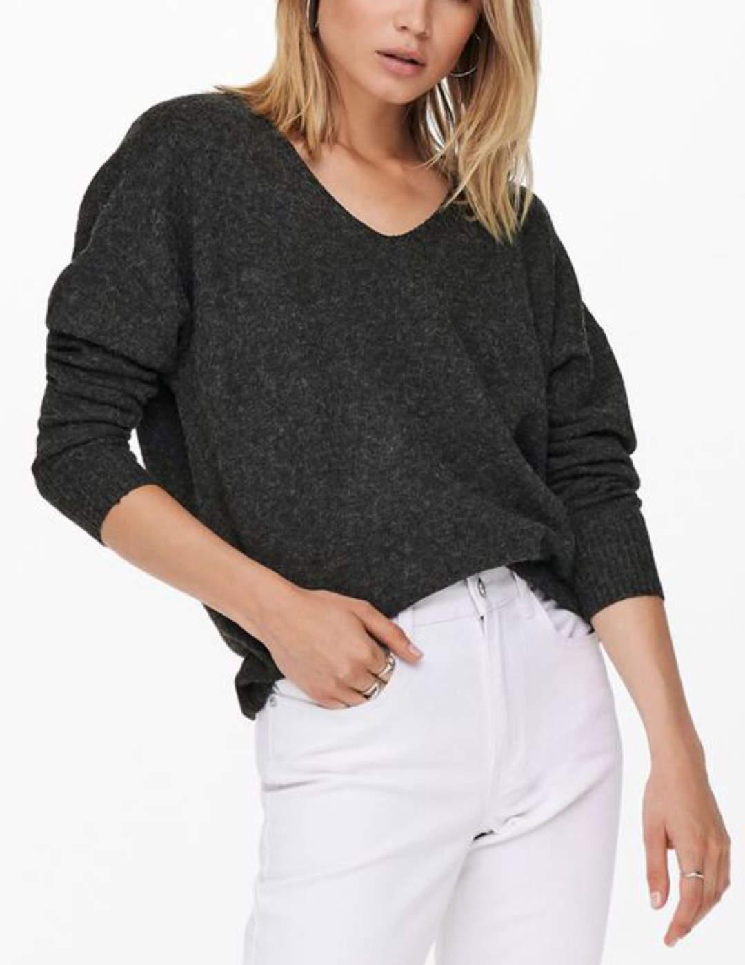 Jersey Only Rica negro Noos cuello pico mujer -b
