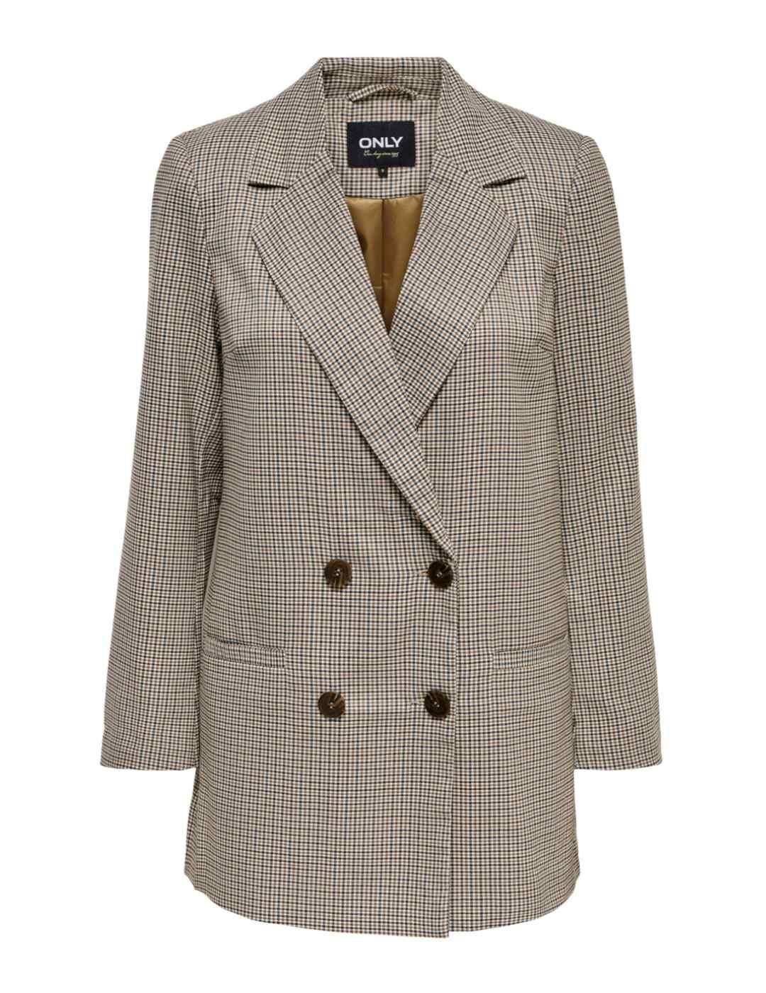 Blazer Only Dita gris/marrón cuadros para mujer -b
