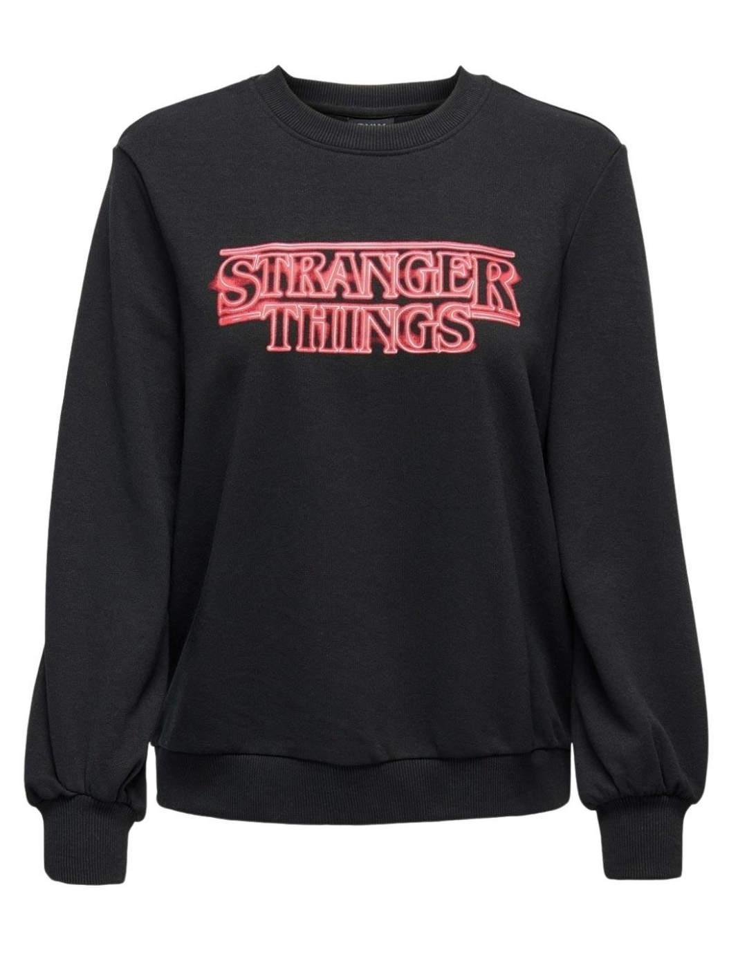 Sudadera Only Stranger Things negro para mujer-b