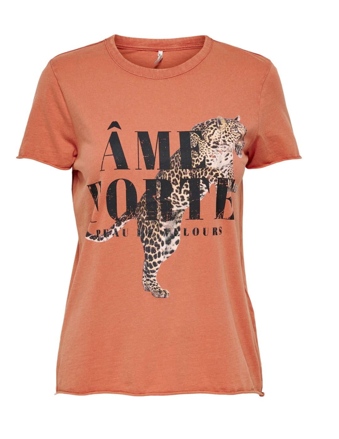 Camiseta Only Lucy naranja tigre de mujer -b