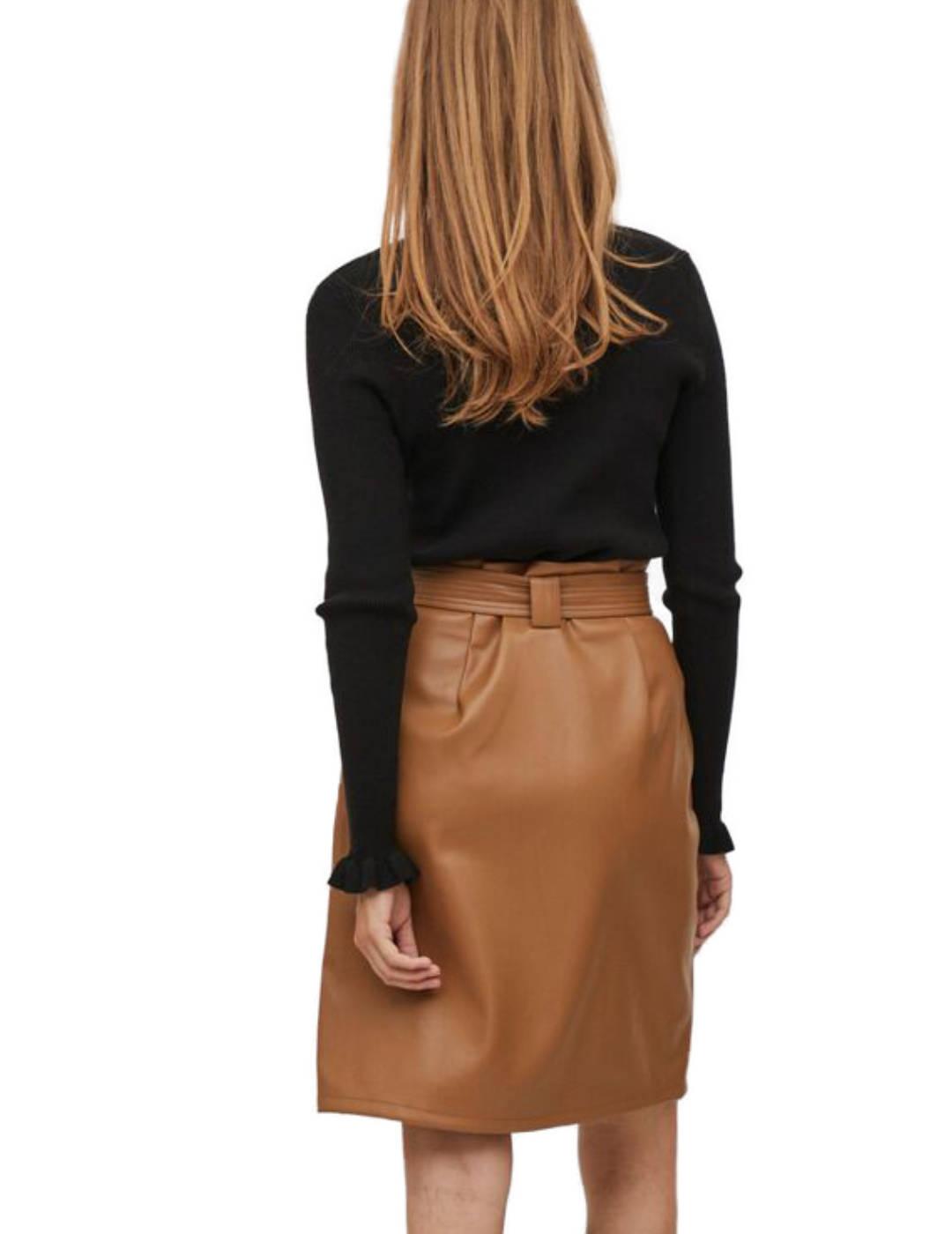 Falda Vila Pen midi polipiel camel de mujer-b