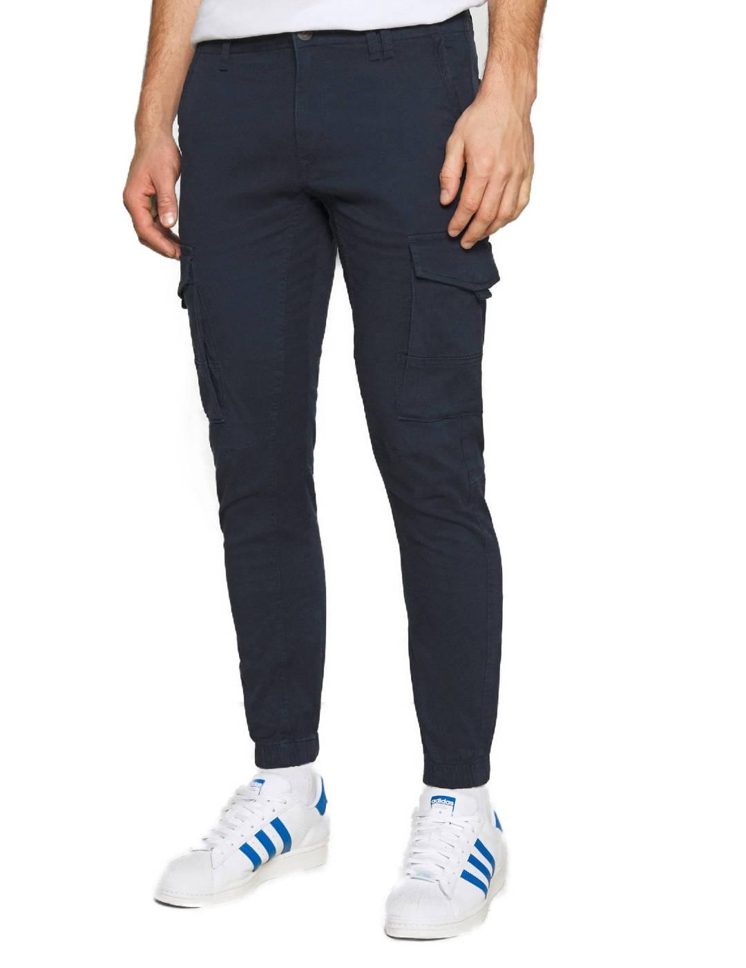 Pantalón J&J Paul cargo azul marino de hombre-b