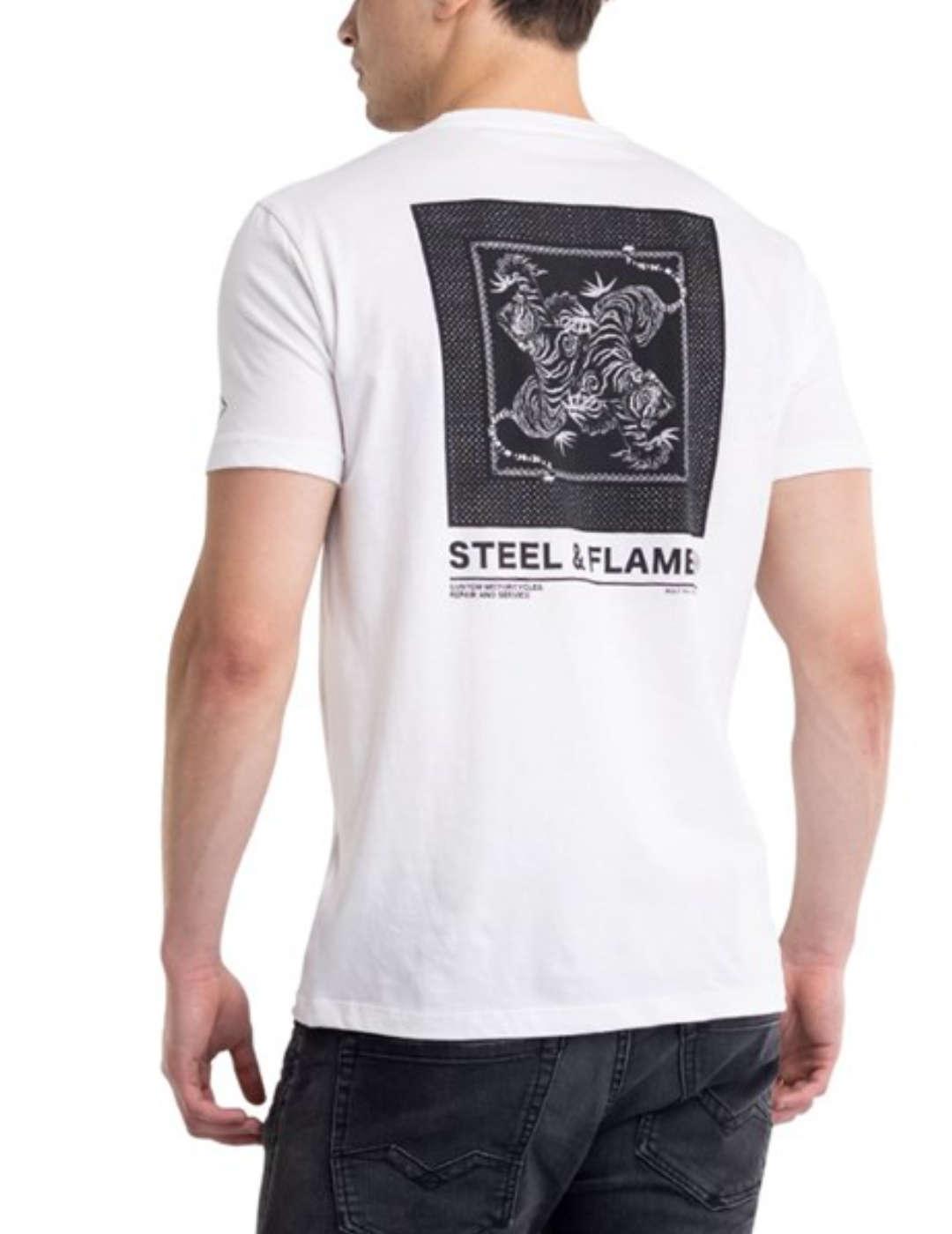 Camiseta Replay blanca tigre para hombre-b