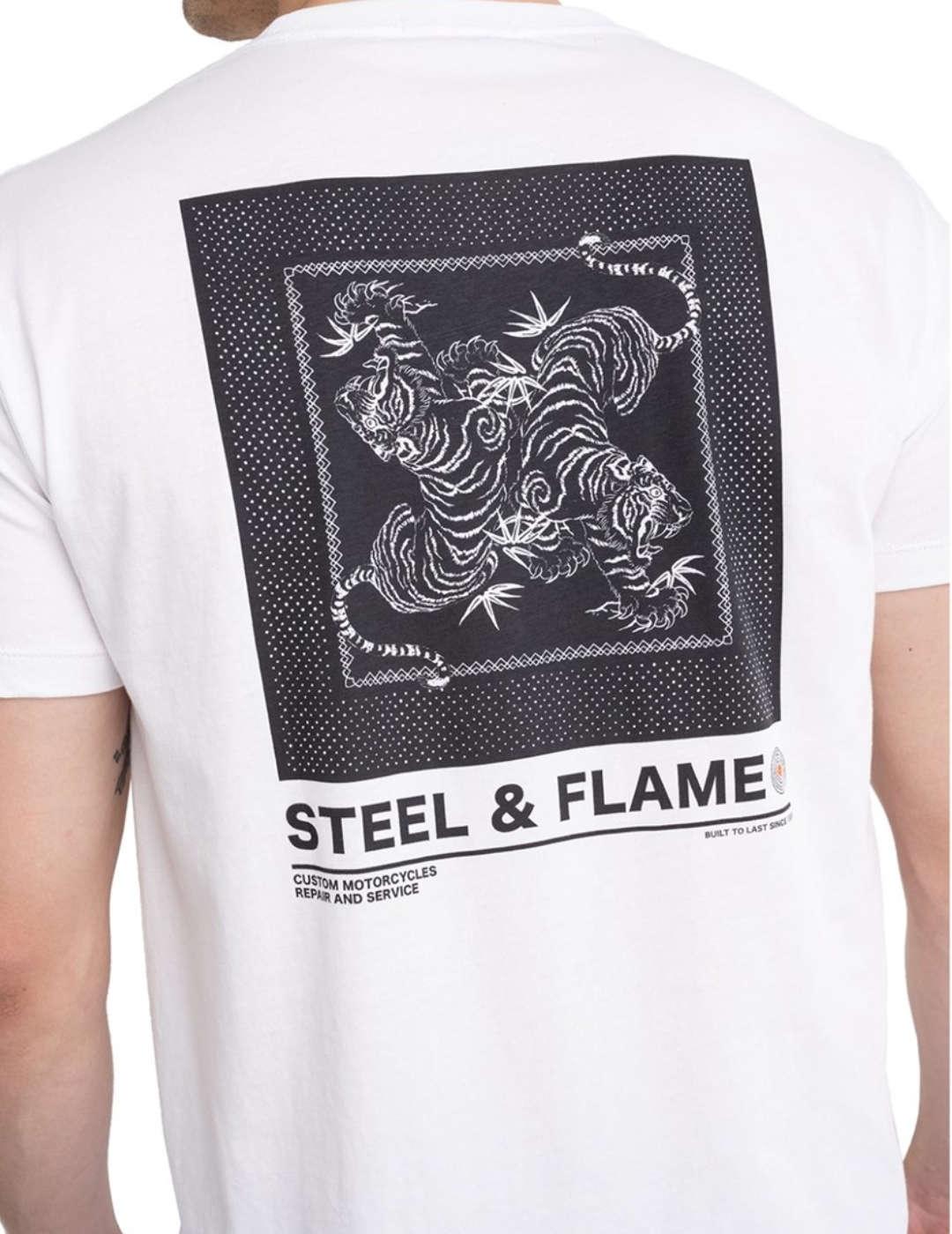 Camiseta Replay blanca tigre para hombre-b