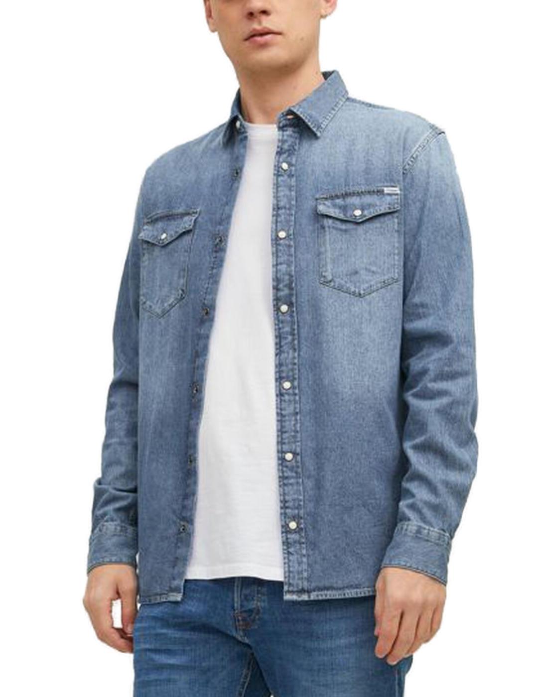 Camisa Jack&Jones denim azul medio de hombre