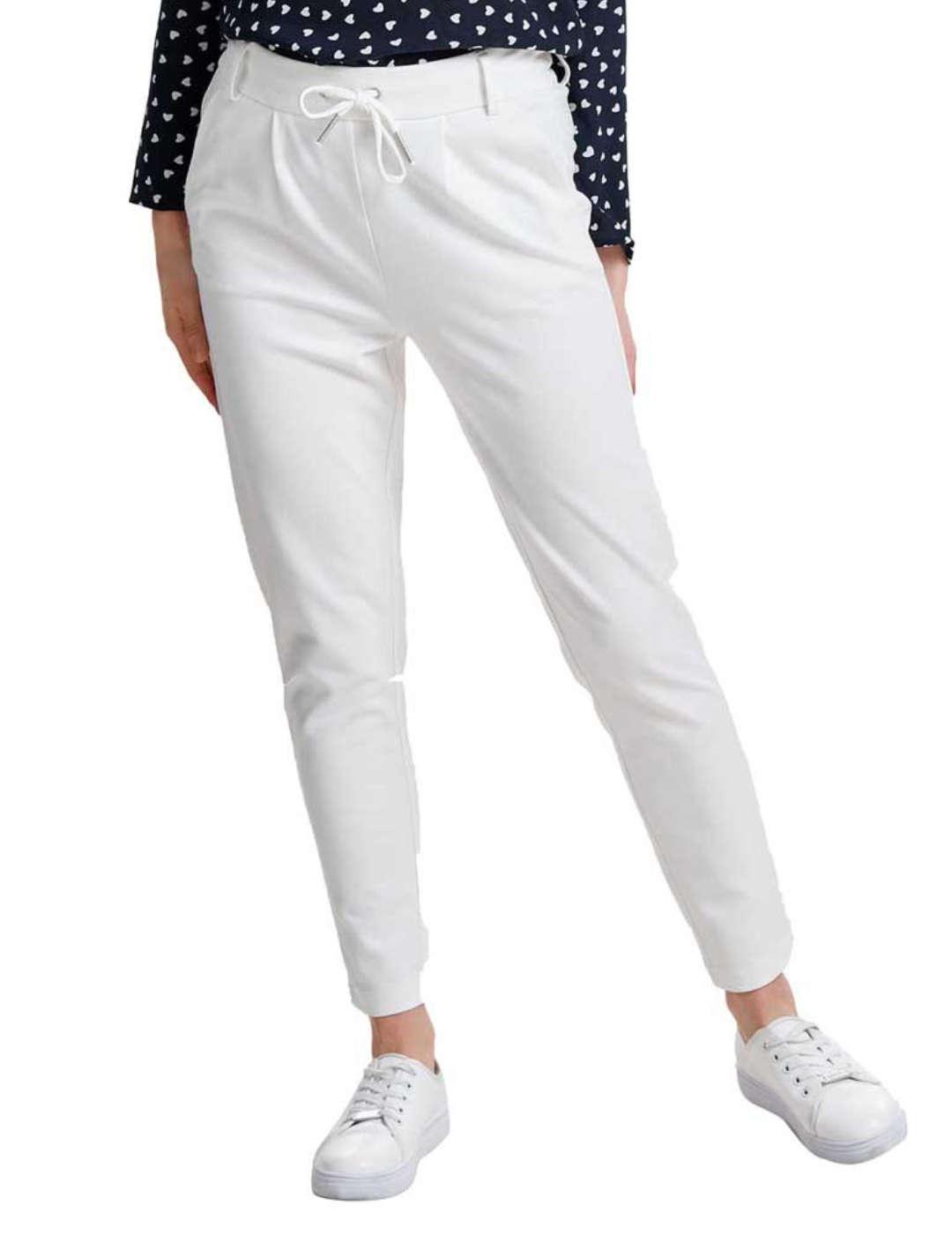 Pantalon Only Poptrash de tela blanco Slim para mujer