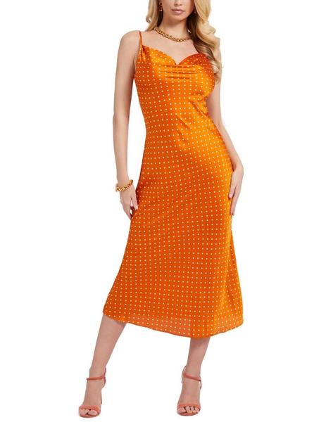 patinar opción Extracto Vestido Guess Akilina midi naranja para mujer -b