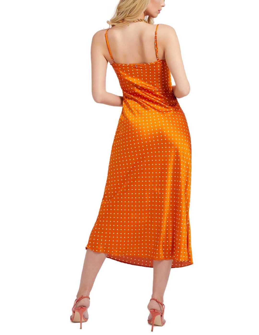 Vestido Guess Akilina midi naranja para mujer -b