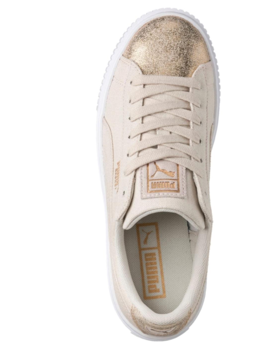 Zapatillas Puma Basket plataform beige de mujer