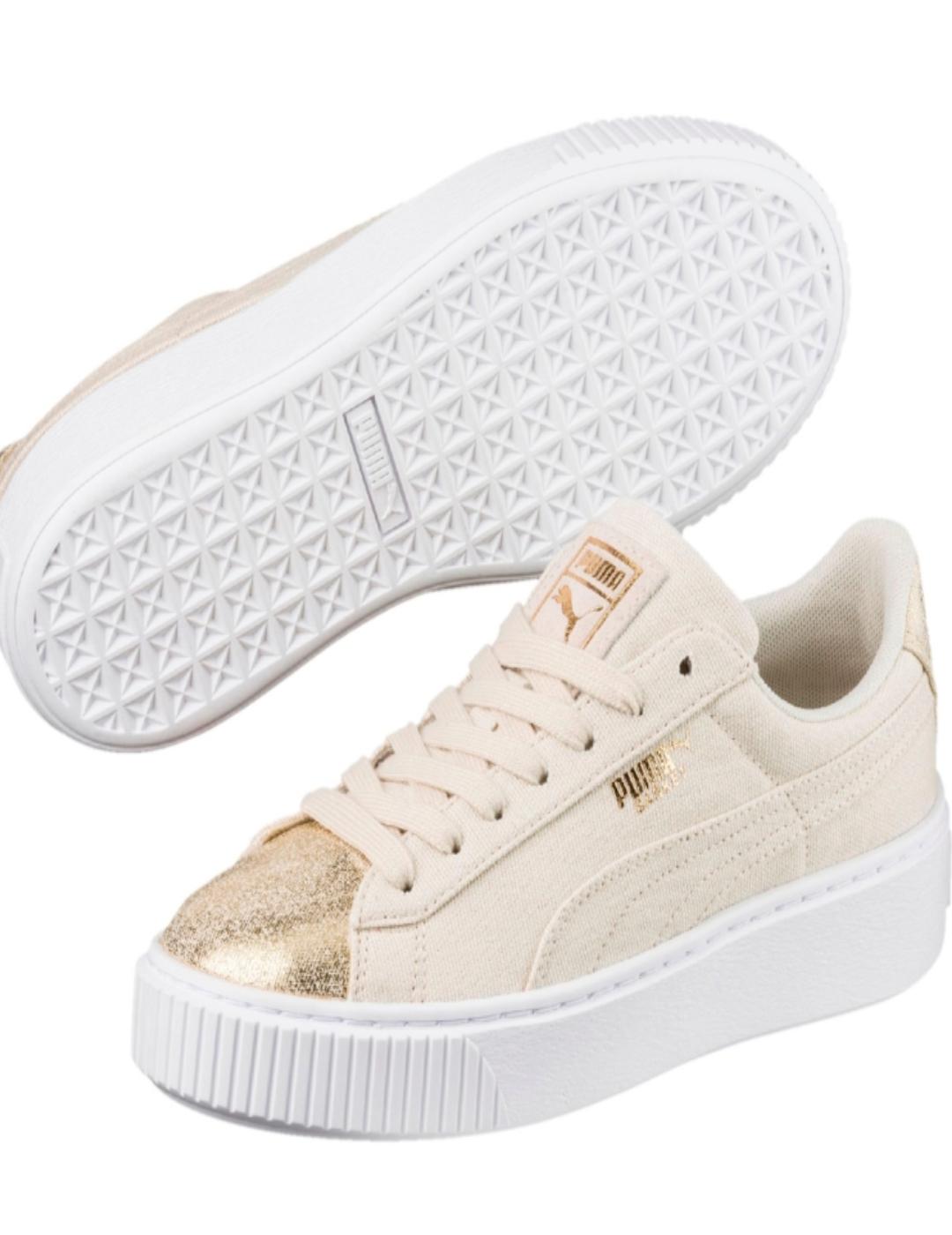 Zapatillas Puma Basket plataform beige de mujer