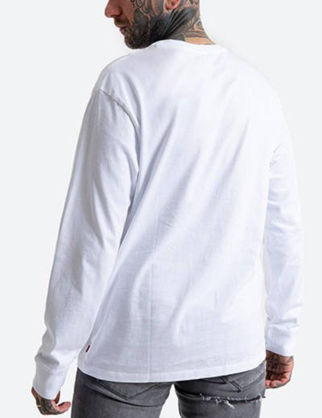 Camiseta levis logo de manga larga blanca para hombre -t