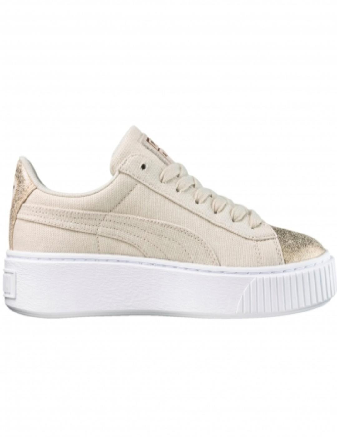 Zapatillas Puma Basket plataform beige de mujer