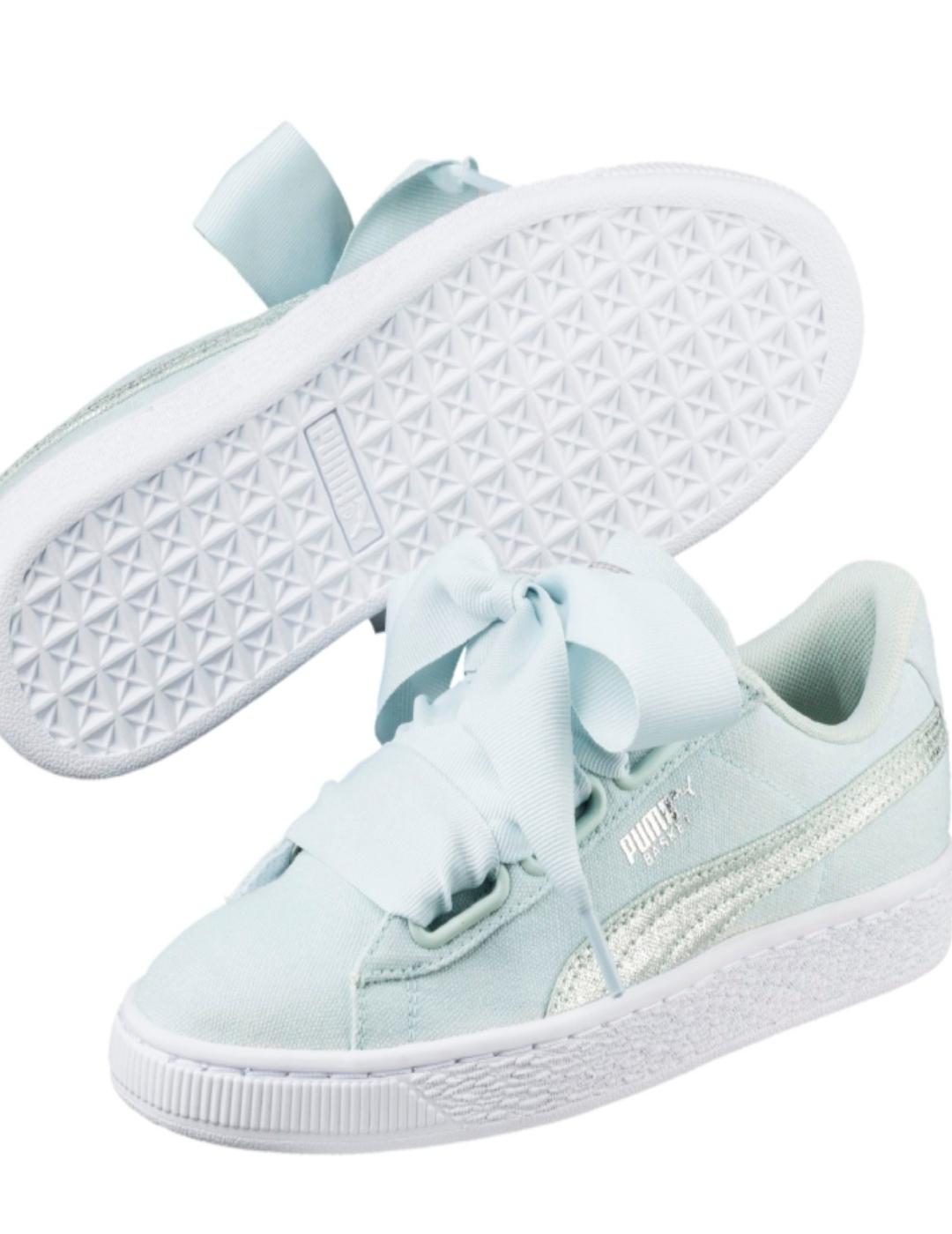 Zapatillas Puma Basket azul con lazo de mujer