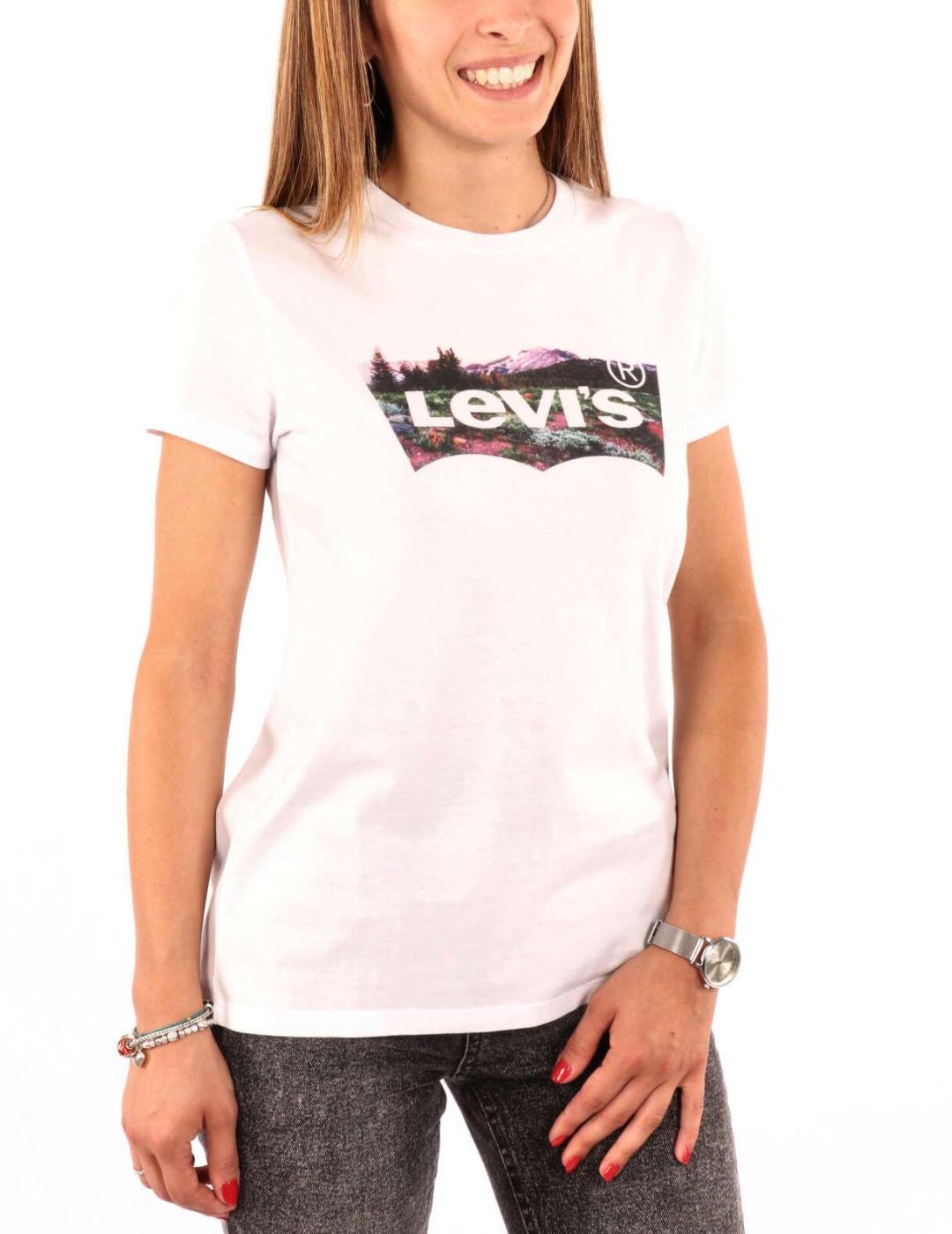 Camiseta Levis blanca Open Field para mujer -b