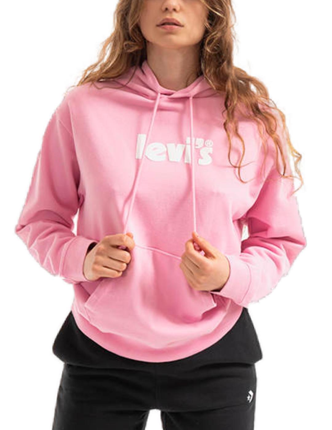 Sudadera Levi´s Graphic capucha rosa de mujer-b