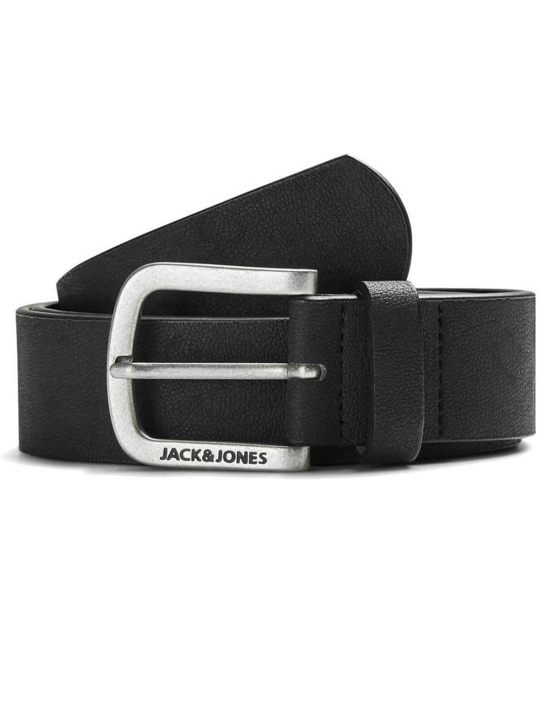 Cinturón Jack&jones harry negro hebilla metalica para hombre