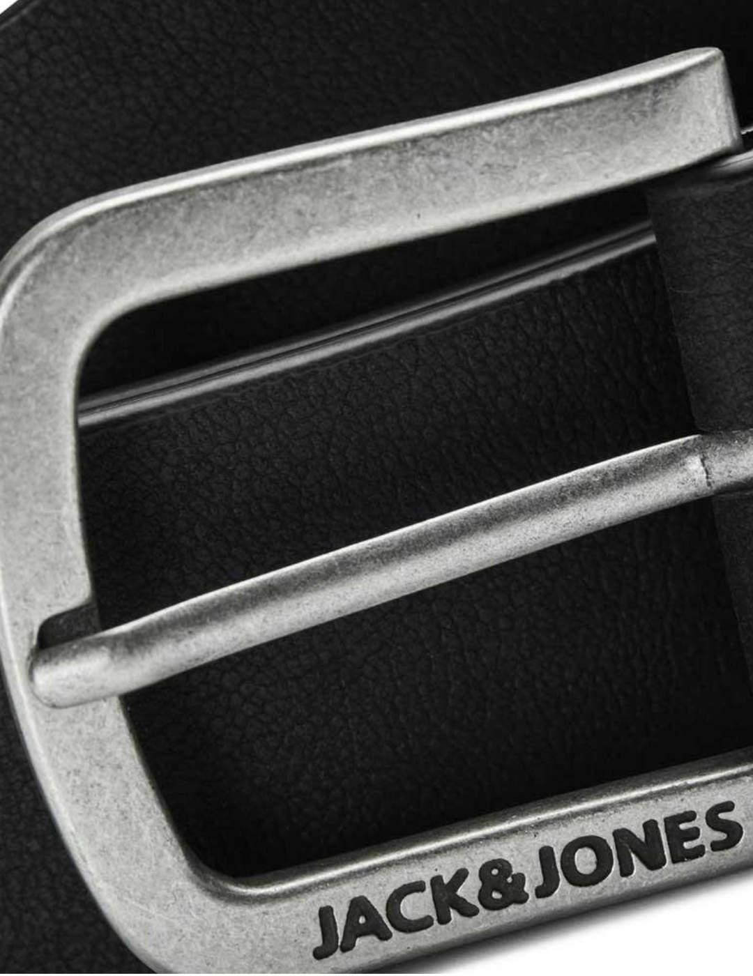 Cinturón Jack&jones harry negro hebilla metalica para hombre