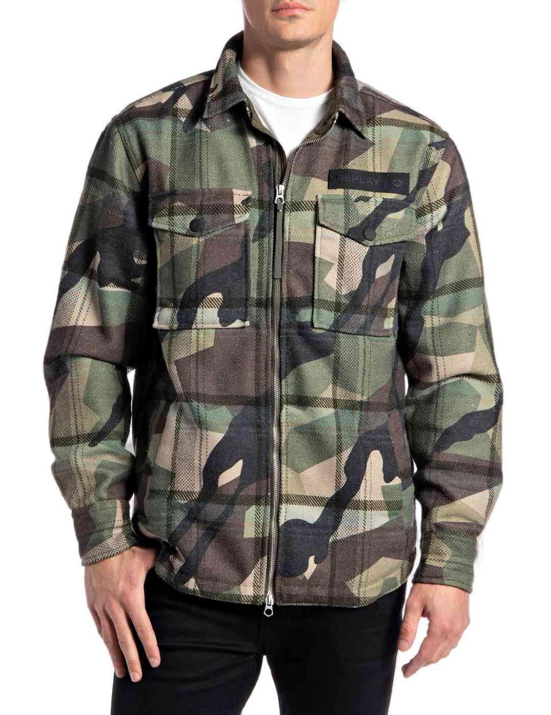 Chaqueta Replay estampado militar para hombre-b