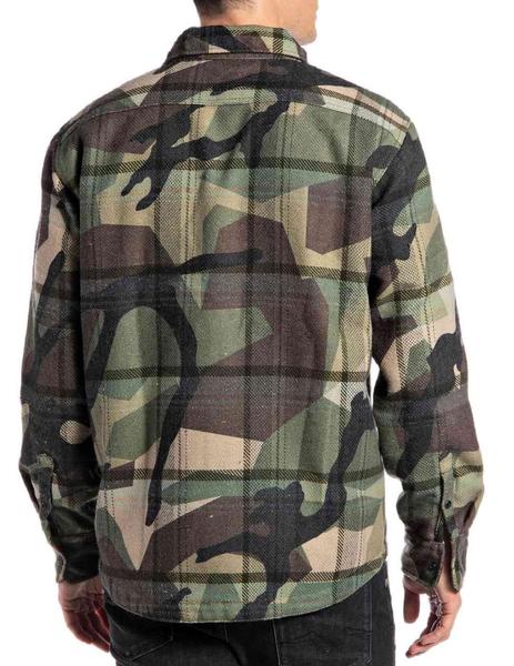 GUESS Chaqueta acolchada con capucha y estampado de camuflaje para hombre