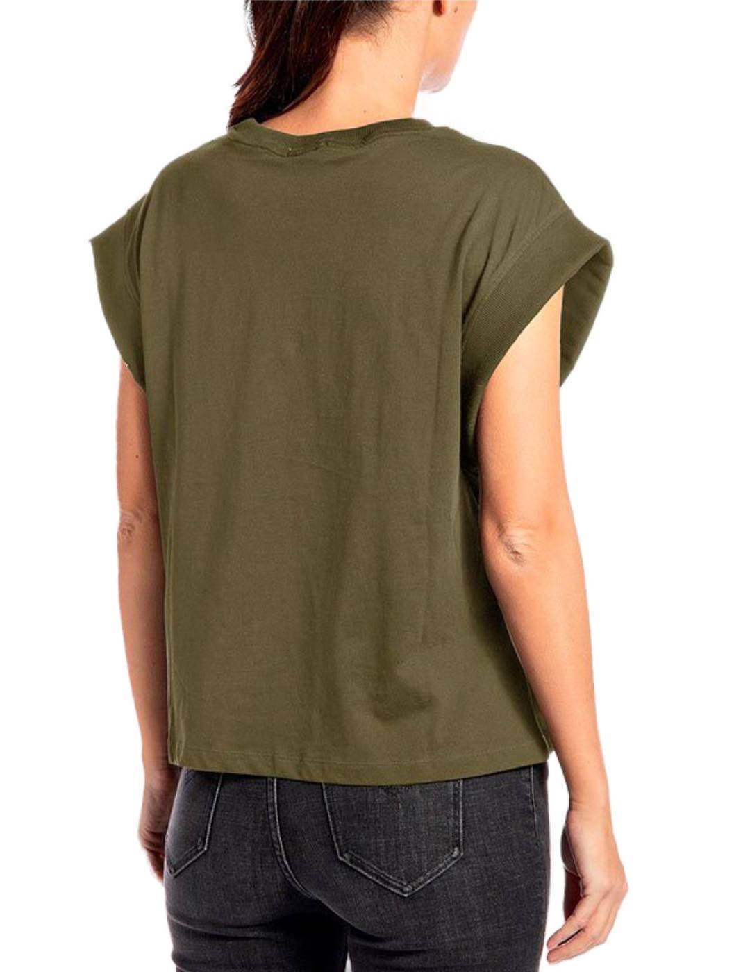 Camiseta Replay verde para mujer -b